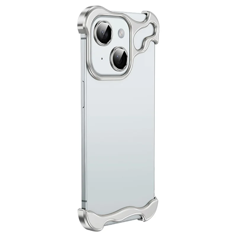 For iPhone 15 Corner Edge Pad Lens Protector Backless Frameless Bumper Case - Silver