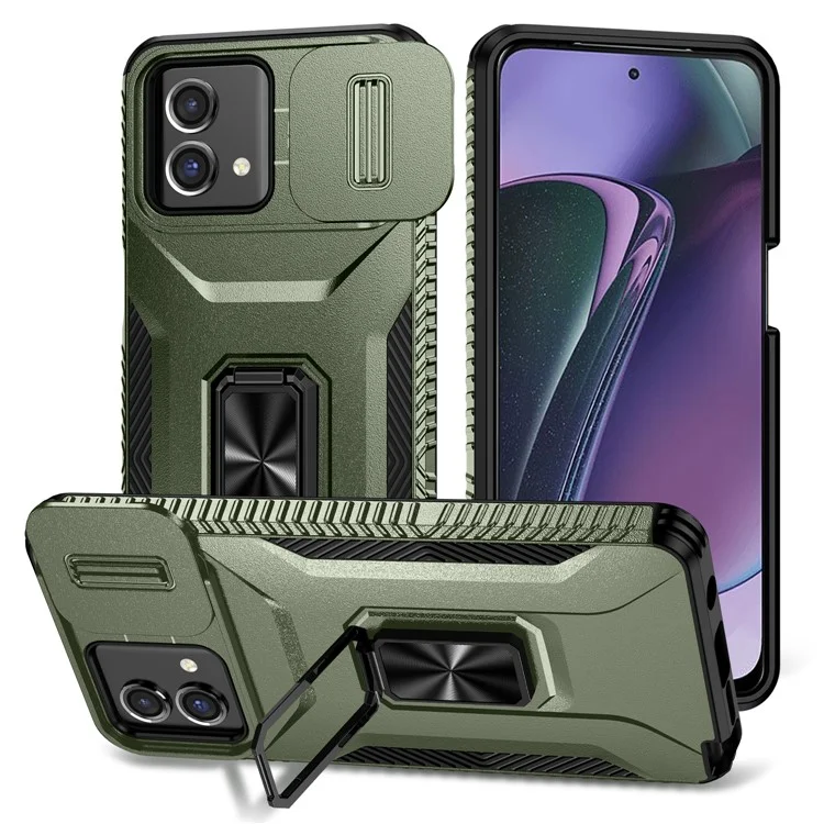 Per Motorola Moto G Stylus 5G (2023) Custodia per telefono PC+TPU con coperchio per fotocamera / supporto - Verde