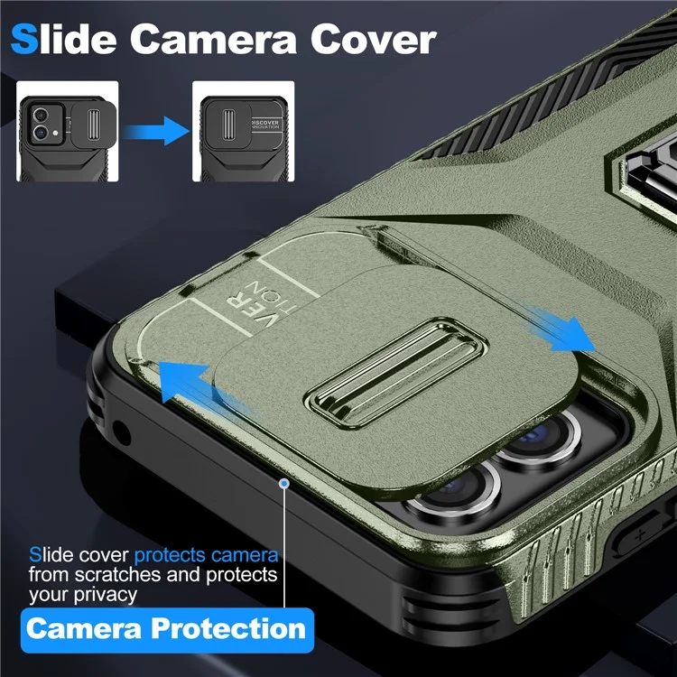 Per Motorola Moto G Stylus 5G (2023) Custodia per telefono PC+TPU con coperchio per fotocamera / supporto - Verde