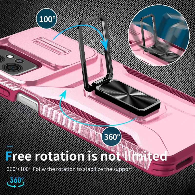 For Motorola Moto G Power 5G Phone Case Shockproof TPU + PC Cover with Slide Lens Window - Pink+Rose