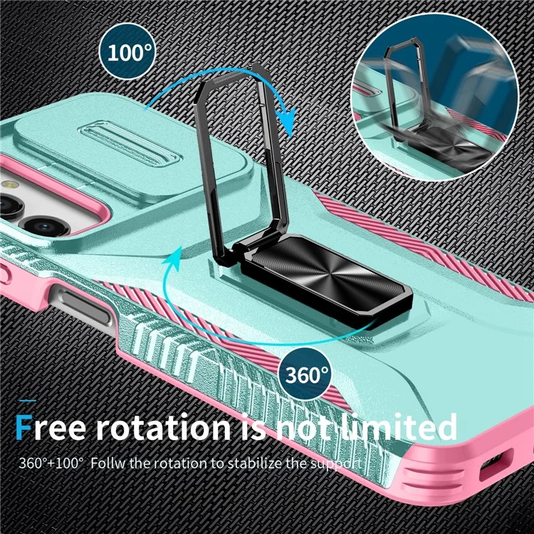 For Samsung Galaxy A05s 4G Phone Case Hybrid Soft TPU + Hard PC Back Cover - Cyan+Pink