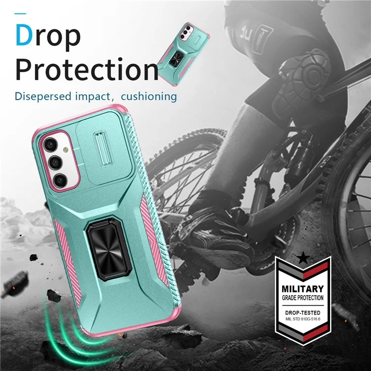 For Samsung Galaxy A05s 4G Phone Case Hybrid Soft TPU + Hard PC Back Cover - Cyan+Pink