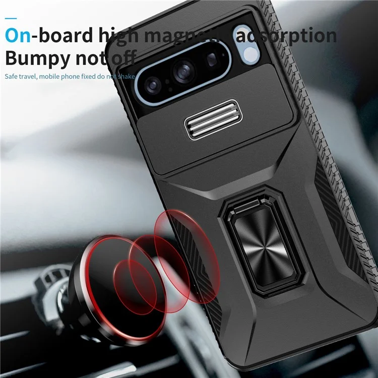 For Google Pixel 8 Pro Camera Protection Phone Case Kickstand Protective Cover - Black