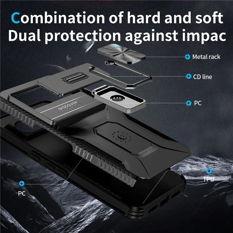 For Google Pixel 8 Pro Camera Protection Phone Case Kickstand Protective Cover - Black