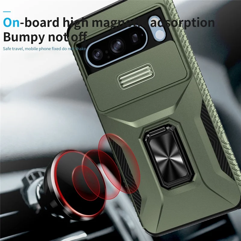 For Google Pixel 8 Pro Camera Protection Phone Case Kickstand Protective Cover - Green