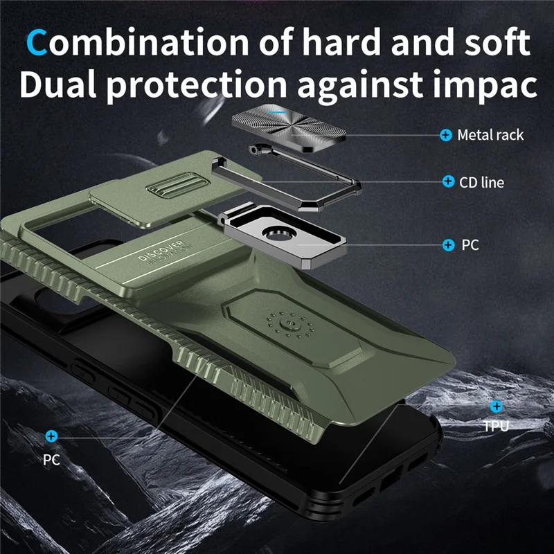 For Google Pixel 8 Pro Camera Protection Phone Case Kickstand Protective Cover - Green