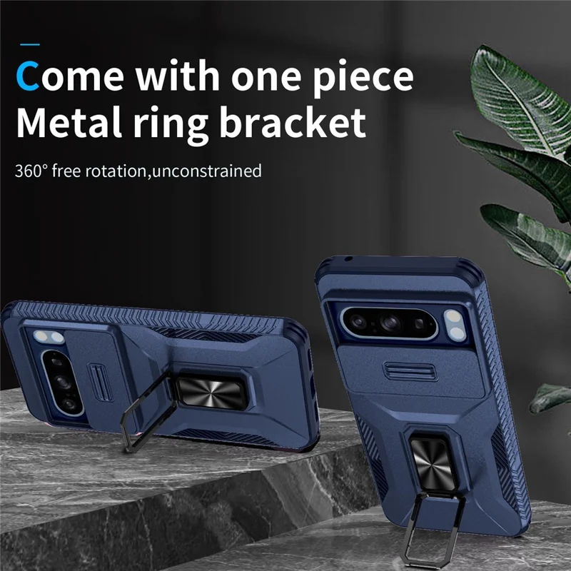 For Google Pixel 8 Pro Camera Protection Phone Case Kickstand Protective Cover - Blue