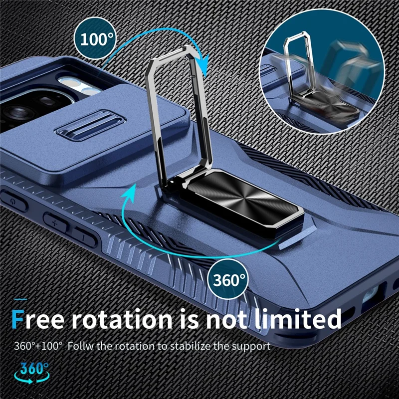 For Google Pixel 8 Pro Camera Protection Phone Case Kickstand Protective Cover - Blue