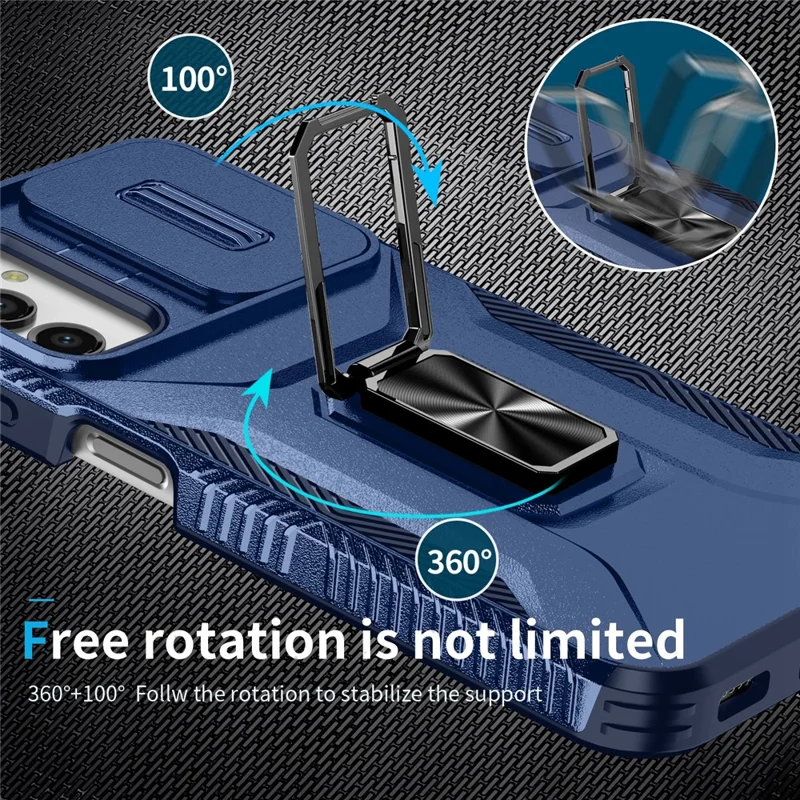 For Samsung Galaxy A34 5G Case Scratch-proof TPU+PC Slide Lens Protection Phone Shell - Blue