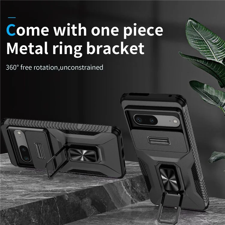 Para o Smartphone Google Pixel 7a, Capa de Celular com Suporte de Apoio, Capa PC+TPU com Suporte Magnético para Carro - Preto