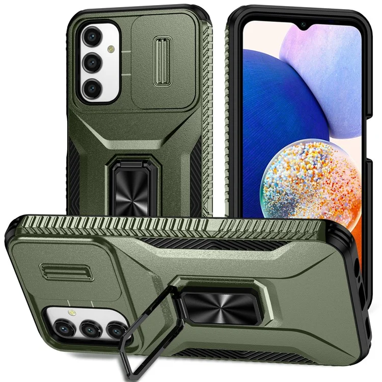 Per Samsung Galaxy A15 4G Phone Case PC TPU Dual Layer Shockproof Cover Slide Lens Protection - Verde