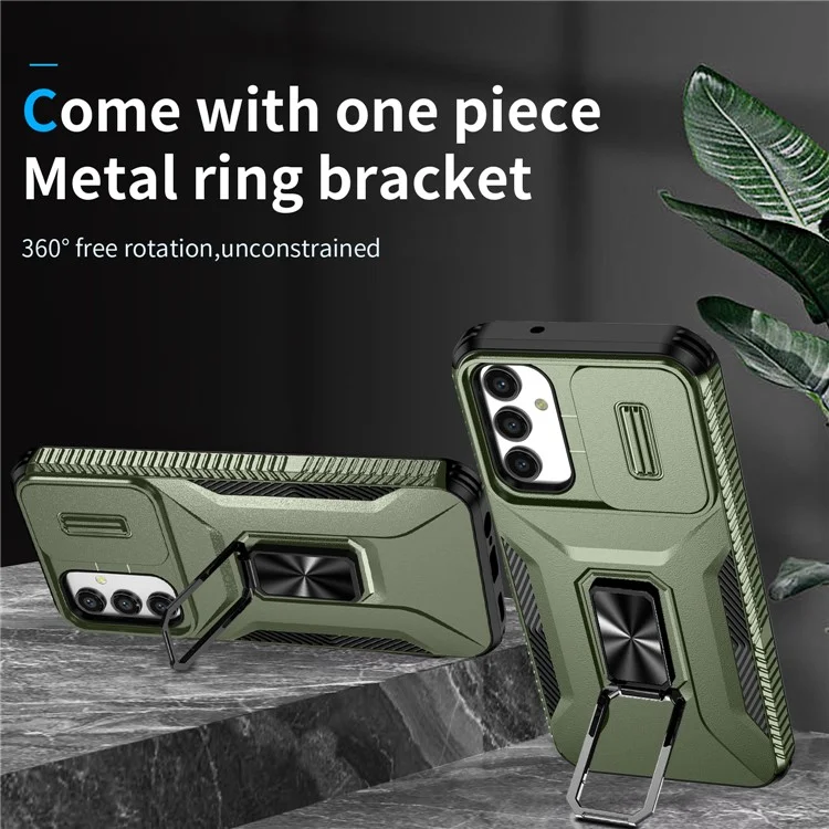 Per Samsung Galaxy A15 4G Phone Case PC TPU Dual Layer Shockproof Cover Slide Lens Protection - Verde