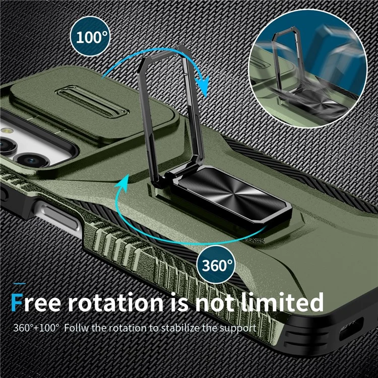 Per Samsung Galaxy A15 4G Phone Case PC TPU Dual Layer Shockproof Cover Slide Lens Protection - Verde