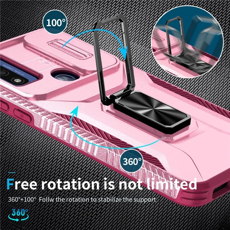 Para Motorola G Pure / G Play (2023) 4G / G Power (2022) Capa de telefone Proteção da câmera Capa à prova de choque - Rosa+Rosa