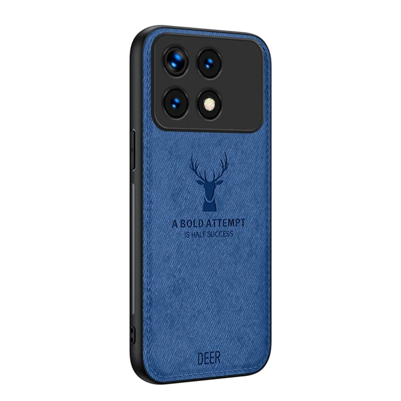 For Xiaomi Poco F6 Pro 5G / Redmi K70 5G / K70 Pro 5G Phone Case Cloth Texture Deer Pattern Cover - Blue