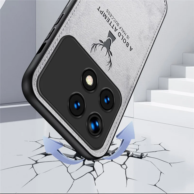 For Xiaomi Poco F6 Pro 5G / Redmi K70 5G / K70 Pro 5G Phone Case Cloth Texture Deer Pattern Cover - Blue