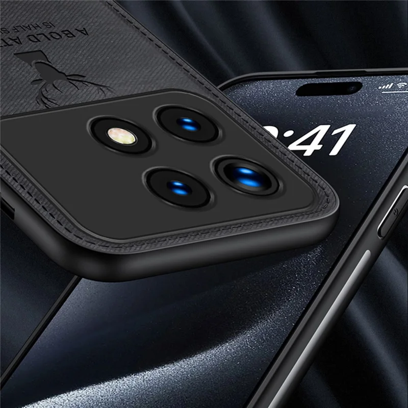 For Xiaomi Poco F6 Pro 5G / Redmi K70 5G / K70 Pro 5G Phone Case Cloth Texture Deer Pattern Cover - Blue