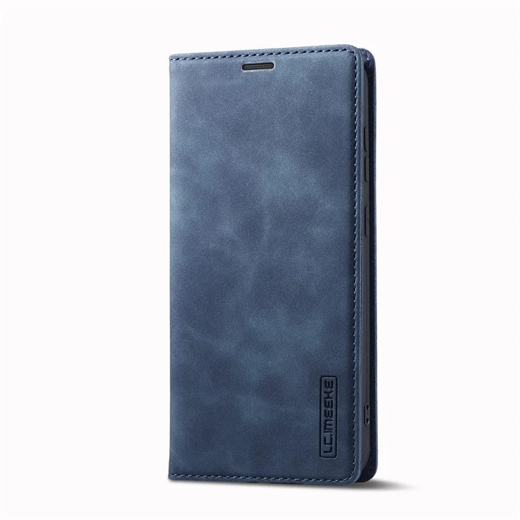 LC.IMEEKE For Samsung Galaxy S24 Case Microfiber Leather Folio Stand View Phone Cover - Blue