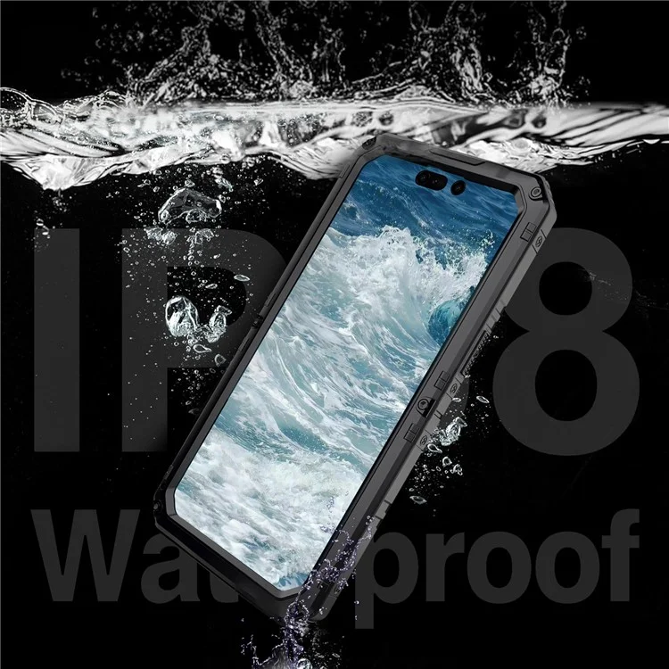 For iPhone 15 Pro Max IP68 Waterproof Case Anti-drop Phone Cover with Screen Protector - Black