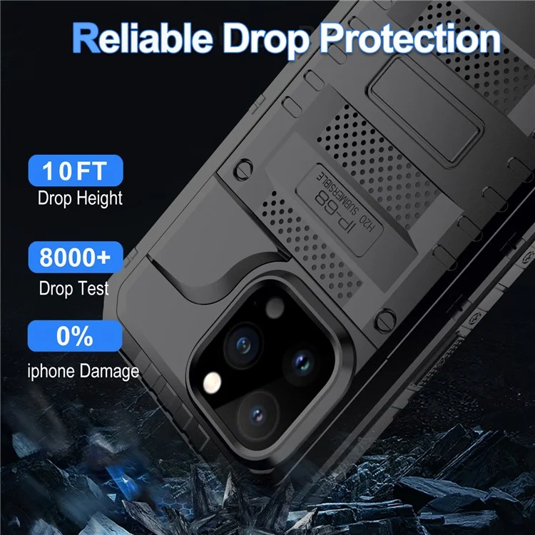 For iPhone 15 Pro Max IP68 Waterproof Case Anti-drop Phone Cover with Screen Protector - Black