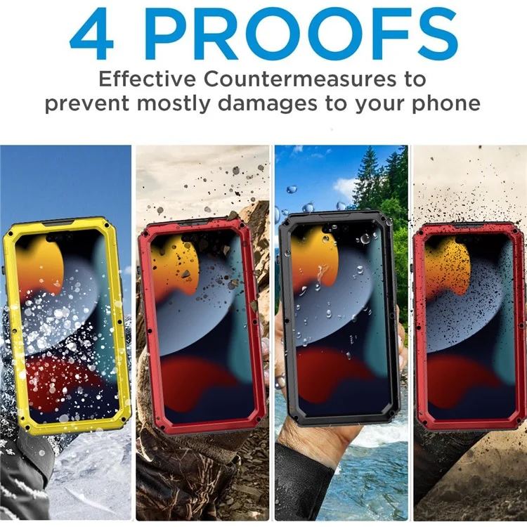 Pour iPhone 15 Pro Max IP68 Étui étanche anti-chute Housse de protection avec protecteur d'écran - Noir