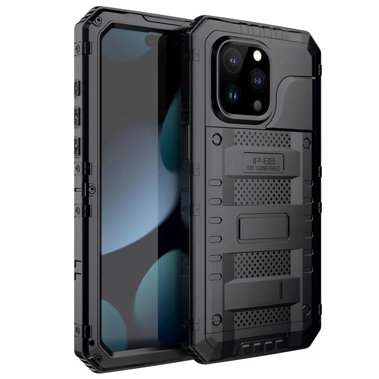 Para Iphone 15 Pro Max IP68 Capa à Prova D'água Anti-drop Tampo Com Protetor de Tela - Preto