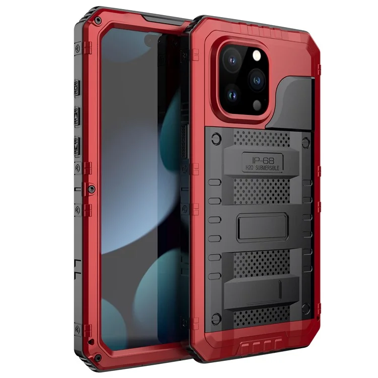 Funda Impermeable IP68 para iPhone 15 Pro, Funda de PC+Silicona con Protector de Pantalla - Rojo