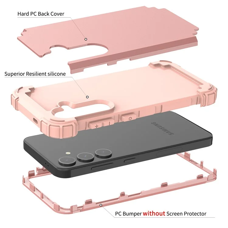 L-Style For Samsung Galaxy S24+ Case Drop-Proof PC + TPU Protective Back Cover - Rose Gold+Rose Gold