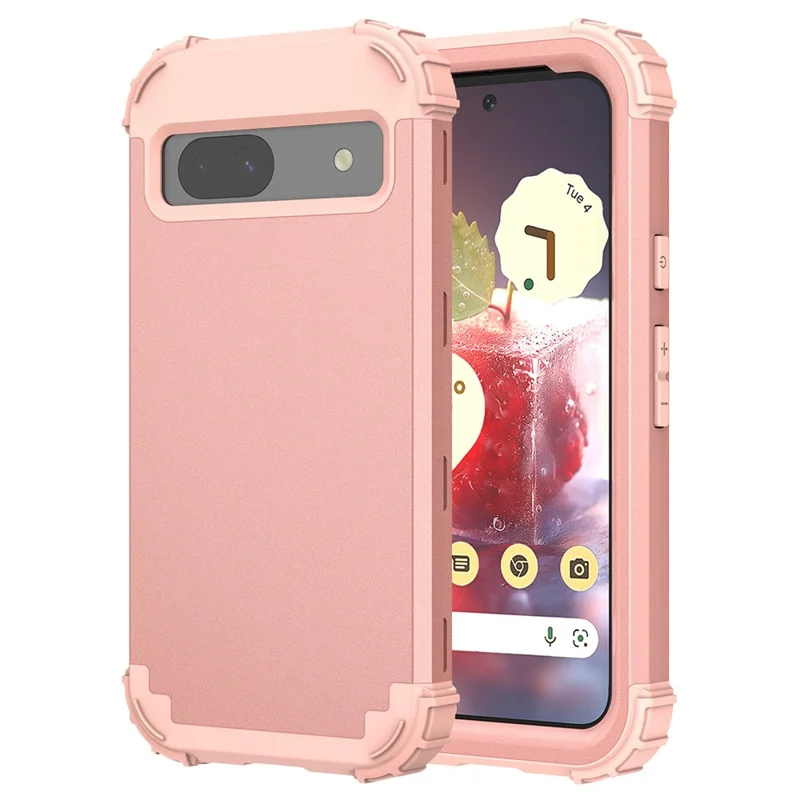 L-Style For Google Pixel 8a Case Shock Absorbing PC + TPU Phone Protective Shell - Rose Gold+Rose Gold