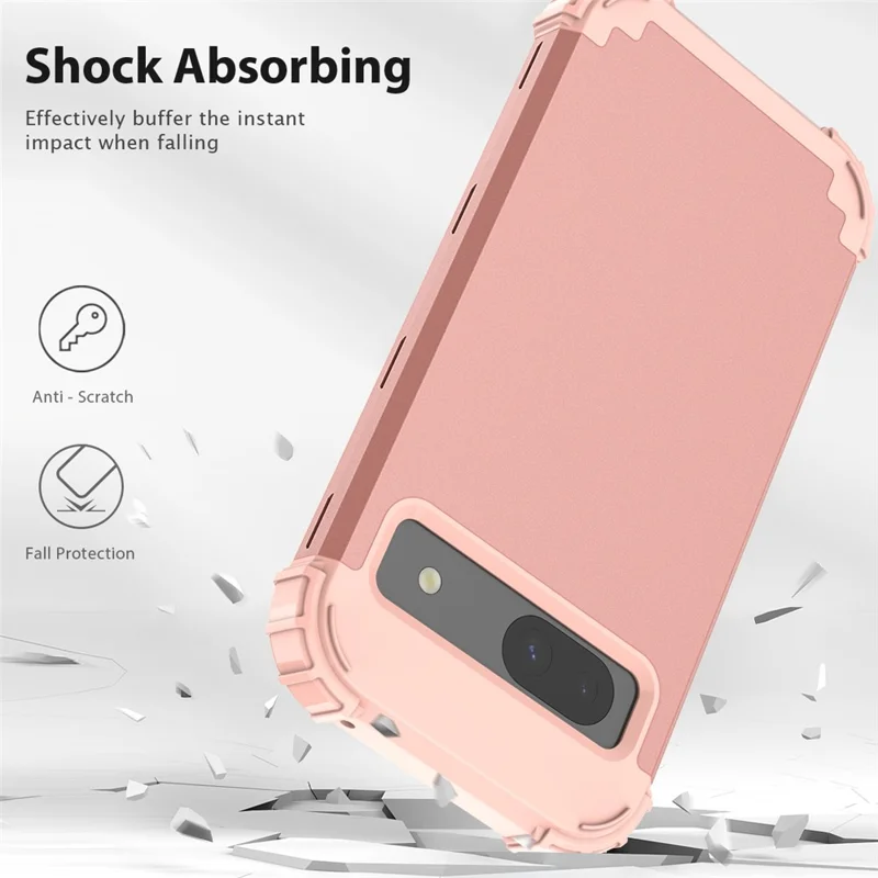 L-Style For Google Pixel 8a Case Shock Absorbing PC + TPU Phone Protective Shell - Rose Gold+Rose Gold
