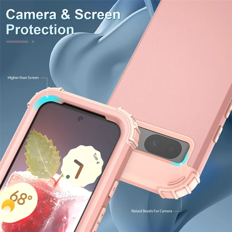 L-Style For Google Pixel 8a Case Shock Absorbing PC + TPU Phone Protective Shell - Rose Gold+Rose Gold