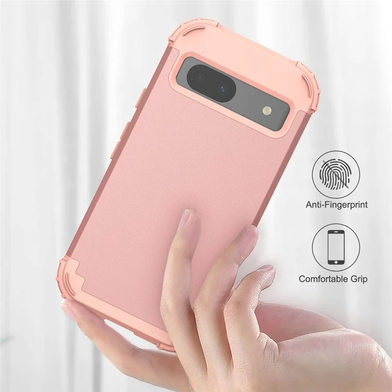 L-Style For Google Pixel 8a Case Shock Absorbing PC + TPU Phone Protective Shell - Rose Gold+Rose Gold