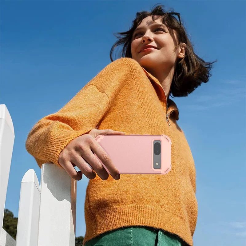 L-Style For Google Pixel 8a Case Shock Absorbing PC + TPU Phone Protective Shell - Rose Gold+Rose Gold