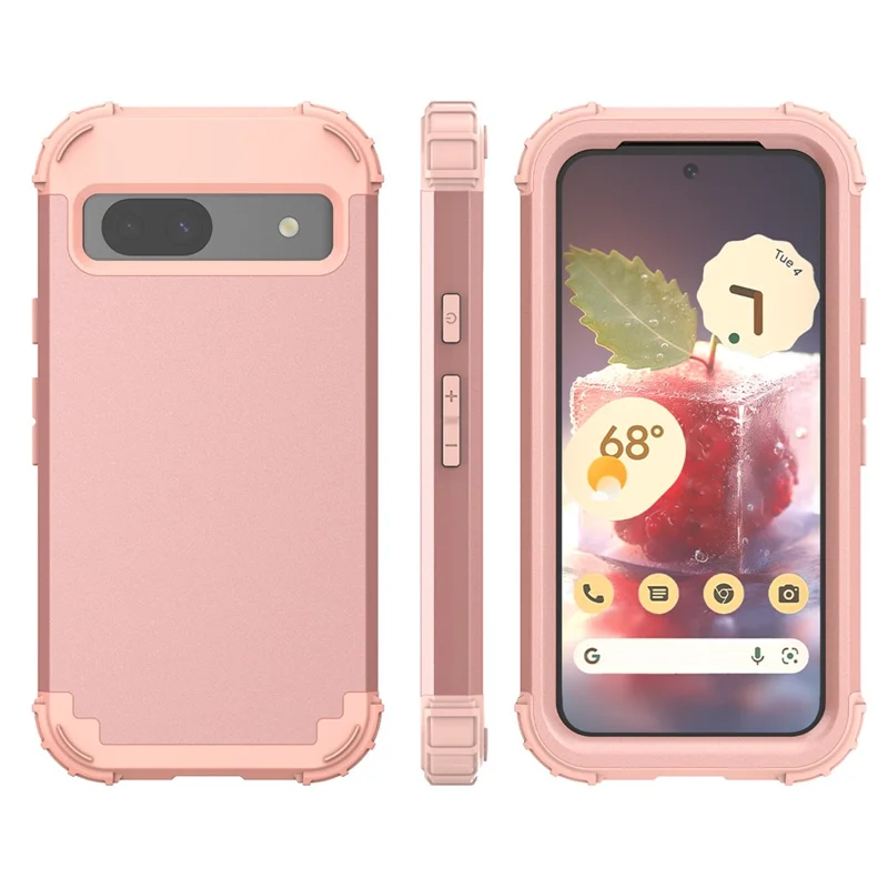 L-Style For Google Pixel 8a Case Shock Absorbing PC + TPU Phone Protective Shell - Rose Gold+Rose Gold