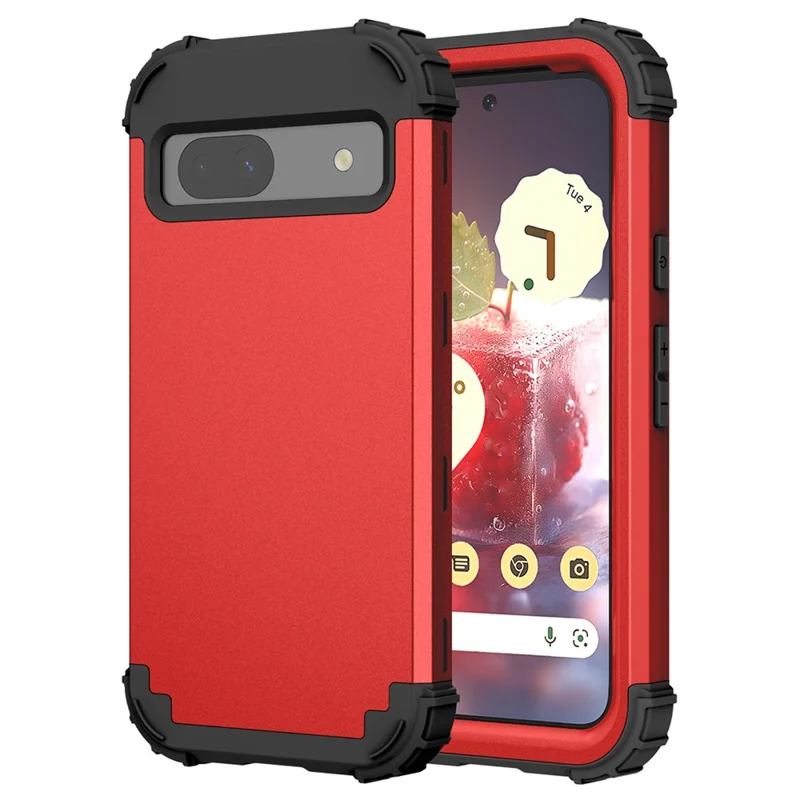 L-Style For Google Pixel 8a Case Shock Absorbing PC + TPU Phone Protective Shell - Red+Black