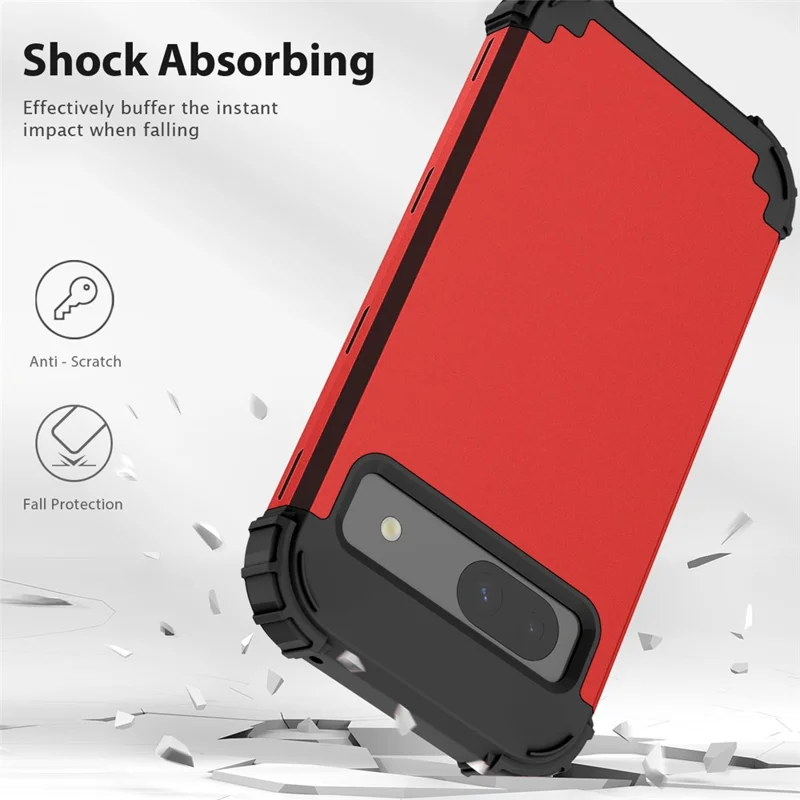 L-Style For Google Pixel 8a Case Shock Absorbing PC + TPU Phone Protective Shell - Red+Black