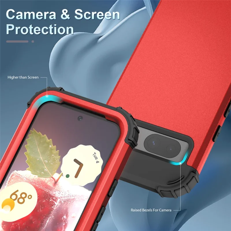 L-Style For Google Pixel 8a Case Shock Absorbing PC + TPU Phone Protective Shell - Red+Black
