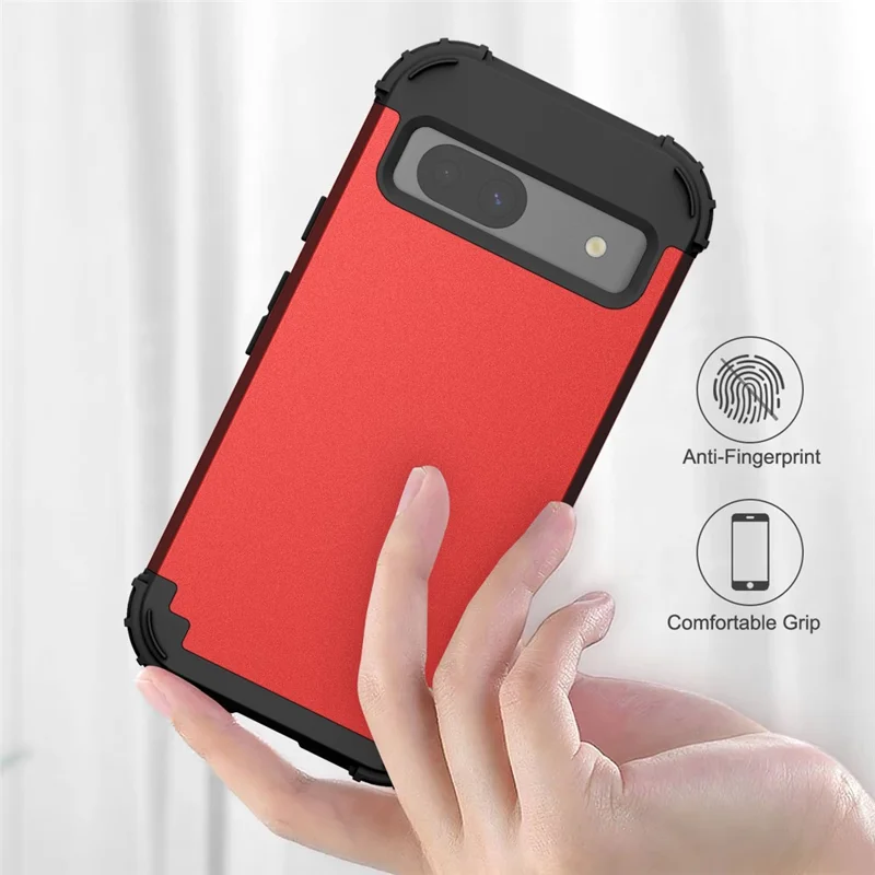 L-Style For Google Pixel 8a Case Shock Absorbing PC + TPU Phone Protective Shell - Red+Black