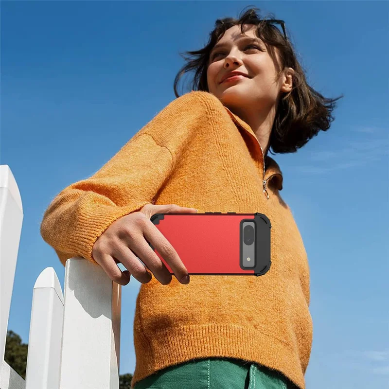 L-Style For Google Pixel 8a Case Shock Absorbing PC + TPU Phone Protective Shell - Red+Black