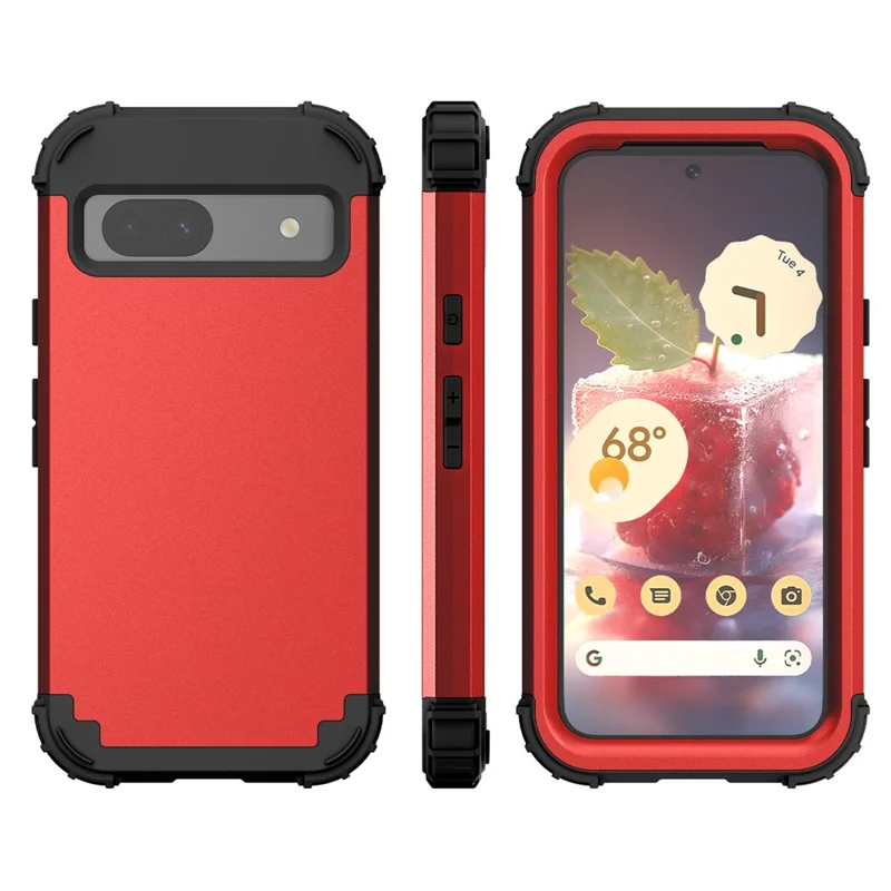 L-Style For Google Pixel 8a Case Shock Absorbing PC + TPU Phone Protective Shell - Red+Black