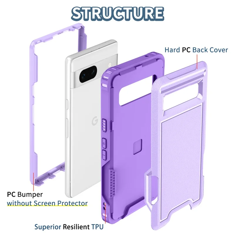 Style F1 For Google Pixel 8a Back Case Drop-proof PC + TPU Phone Cover - Purple
