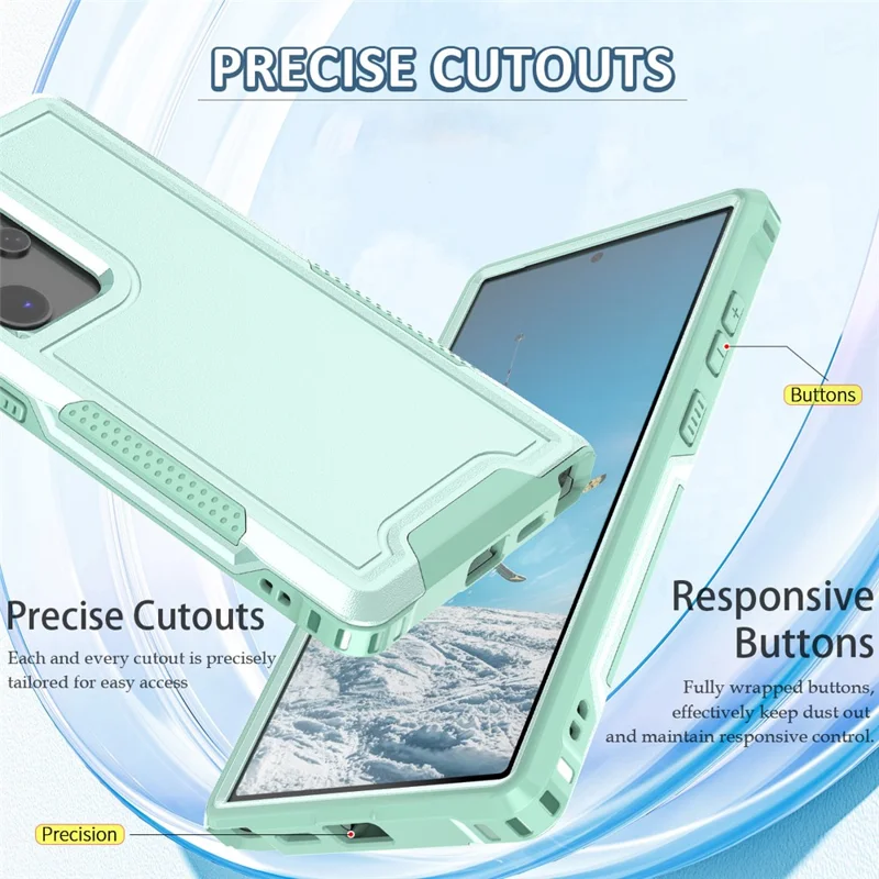 Style F1 For Samsung Galaxy S24 Ultra Case Scratch-resistant  PC + TPU Phone Back Shell - Mint Green
