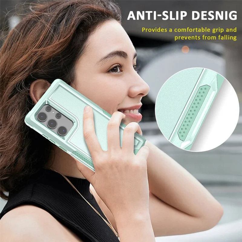 Style F1 For Samsung Galaxy S24 Ultra Case Scratch-resistant  PC + TPU Phone Back Shell - Mint Green
