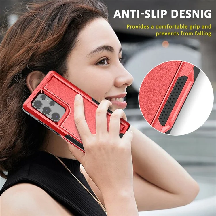 Style F1 For Samsung Galaxy S24 Ultra Case Scratch-resistant  PC + TPU Phone Back Shell - Red