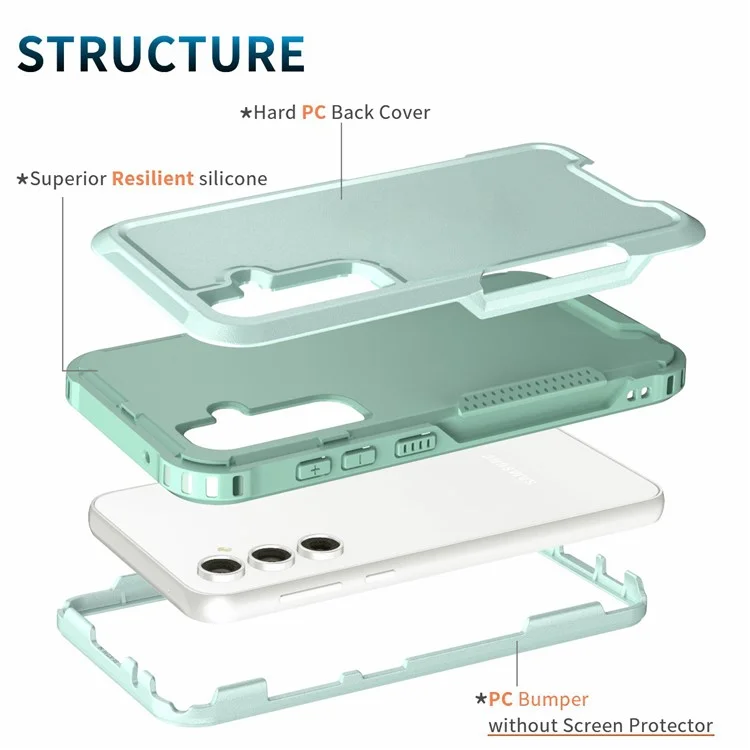 Style F1 Für Samsung Galaxy A15 5G Rückenschale Kratzfeste PC + Silikon Handyhülle - Mintgrün