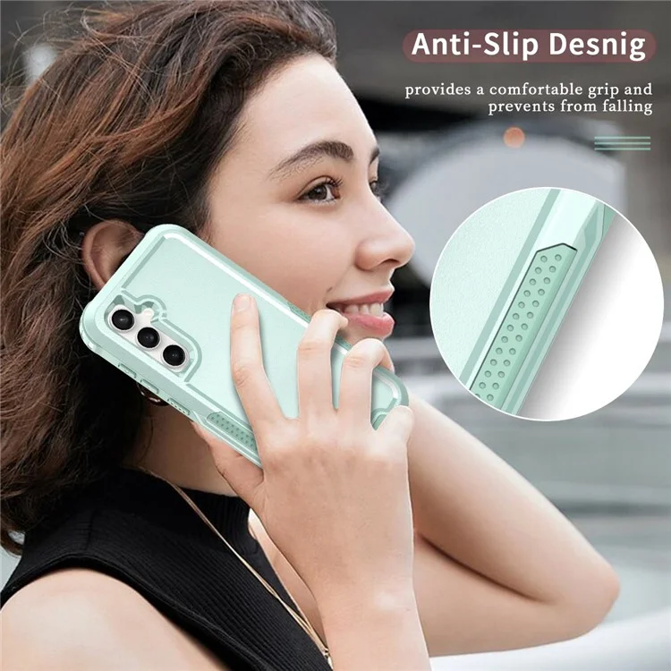 Style F1 Für Samsung Galaxy A15 5G Rückenschale Kratzfeste PC + Silikon Handyhülle - Mintgrün
