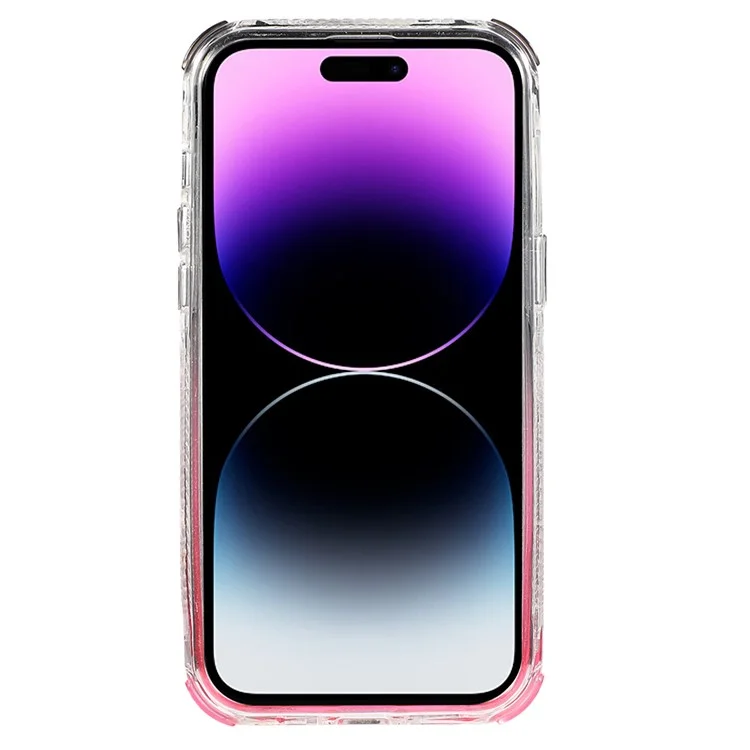 For iPhone 14 Pro Case Gradient Liquid Floating Quicksand Scratch-proof TPU+PC Mobile Phone Cover - Black+Pink