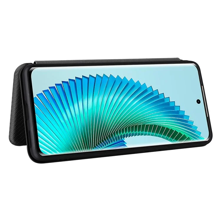 Для Honor Magic6 Lite 5G / X9b 5G Carbon Fiber Leather Phone Case с слотами для карт - Черный