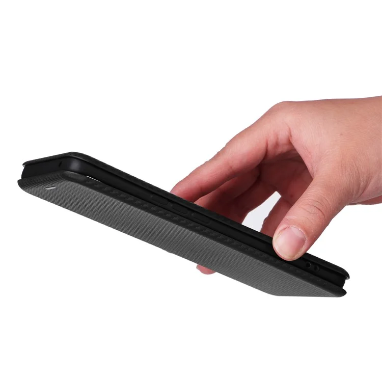 Для Honor Magic6 Lite 5G / X9b 5G Carbon Fiber Leather Phone Case с слотами для карт - Черный
