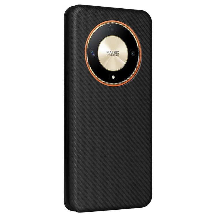 Для Honor Magic6 Lite 5G / X9b 5G Carbon Fiber Leather Phone Case с слотами для карт - Черный